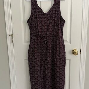 Duluth Trading Co Purple Patterned Knee Length Dress